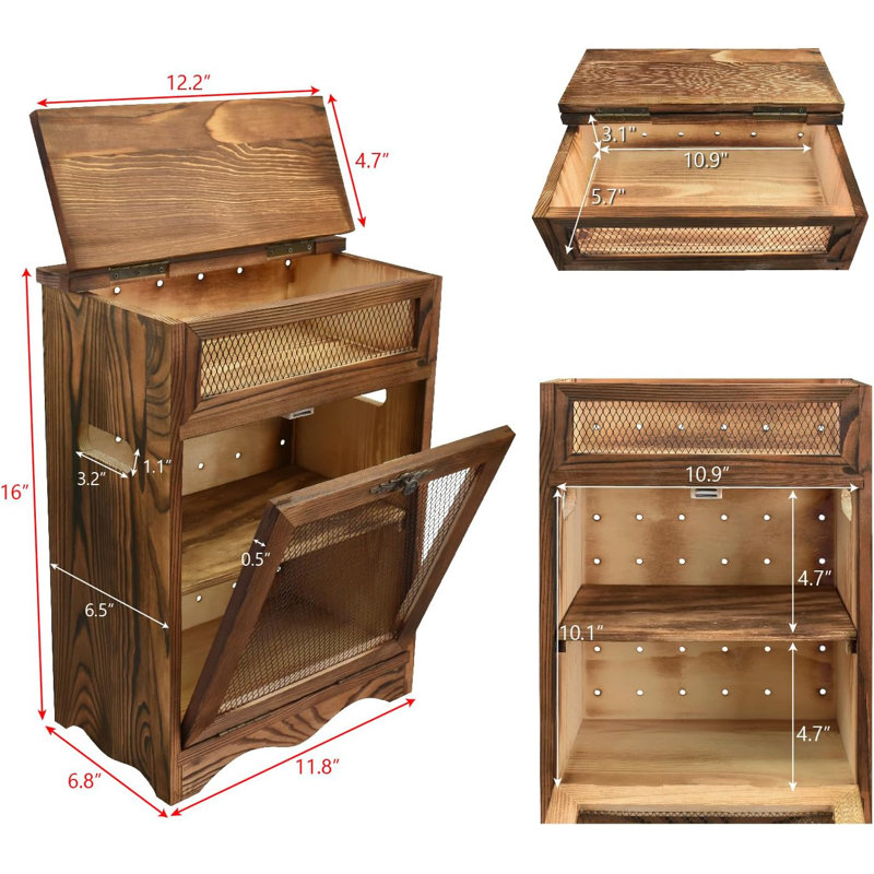 Boîte de rangement en bois pour comptoir Ashiah