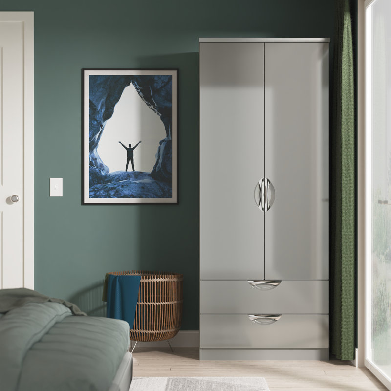 Taghi 2 Door 2 Drawer Wardrobe, Grey