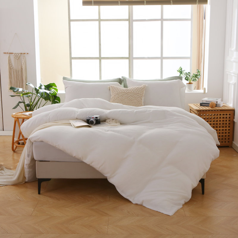 Solayne Muslin Duvet Cover Set 100% Cotton Double-Layer Linen Like Gauze Comforter Cover 3 Pieces Breathable & Lightweight For All Season