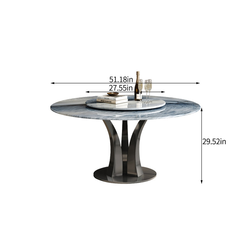 Luxury simple microlite round dining table, 29.52"H x 51.18"L x 51.18"W