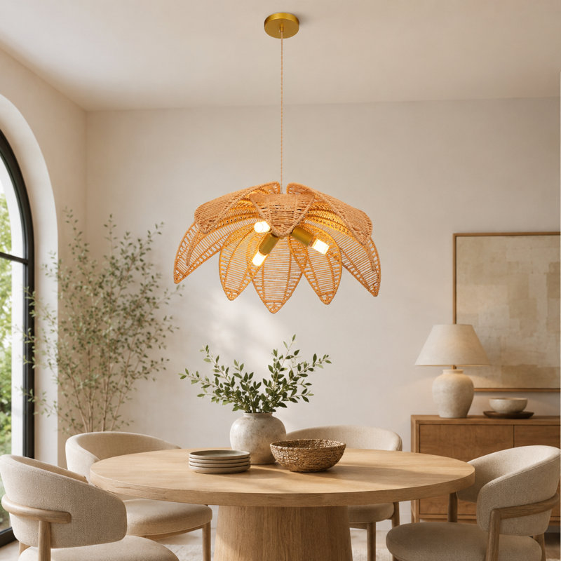 Bohemian Water Lily Pendant Light with Adjustable Hanging Cord