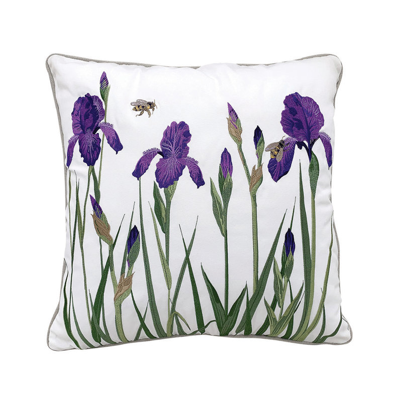 Embroidered Outdoor Throw Pillow