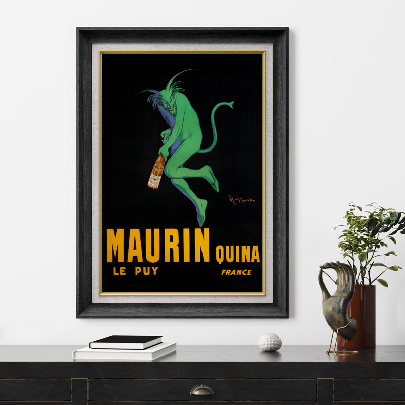 Publicité rétro de Maurin Quina, œuvre d'art de diable vert, bar, homme de cuisine, art mural, impression sur toile