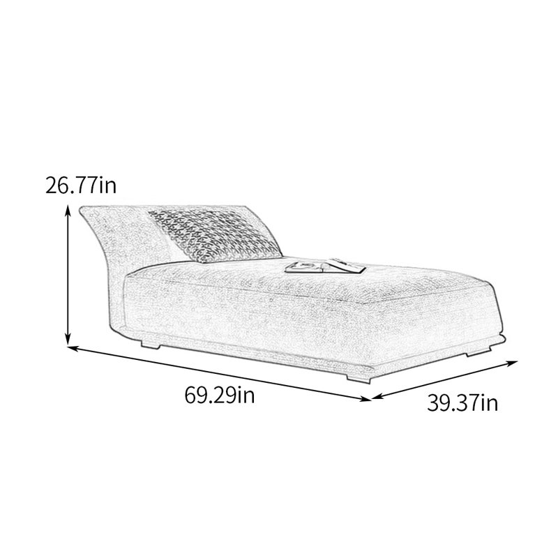 Méridiennes spacieuses en lin et coton d'intérieur, Gris