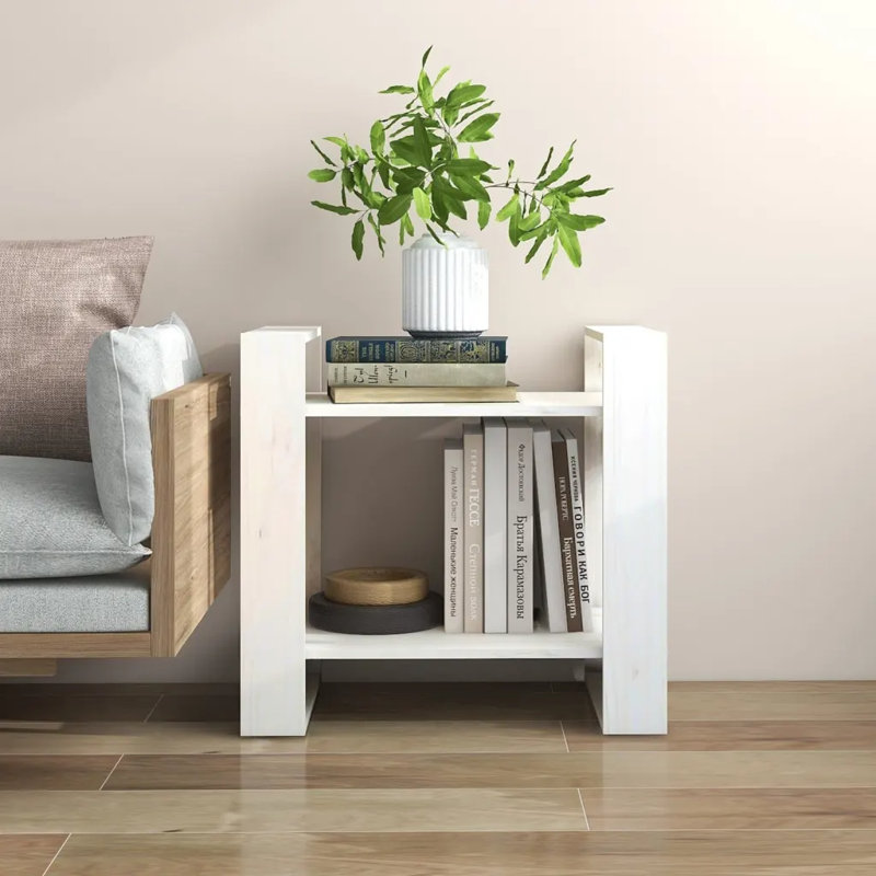 Irek Book Cabinet/Room Divider Solid Wood, 57cm H x 60cm W x 35cm D, White