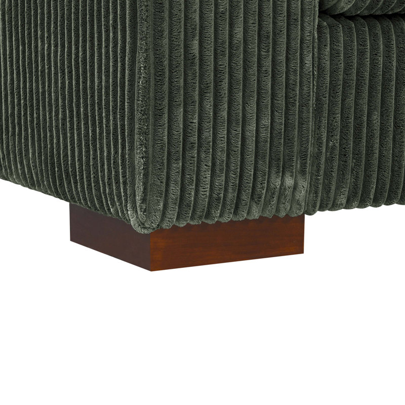 Canapé modulaire 2 pièces Papino, Velours côtelé vert foncé