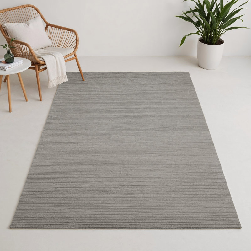 Solid Gray Indoor and Outdoor Area Rug, Rectangle 3' x 5'