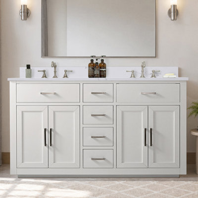 Arrthor 60'' Double Bathroom Vanity with Engineered Stone Top