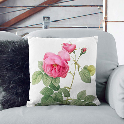 Bourbon Rose In Pink Square Throw Cushion