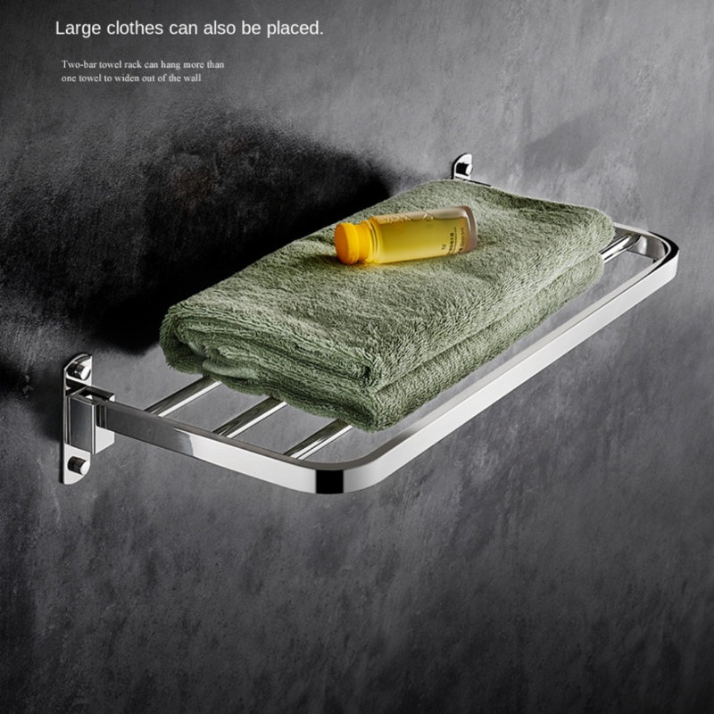 304 Stainless Steel Foldable Towel Rack - Wall-Mounted Bathroom Organizer With No-Drill Installation & Rust-Resistant Design