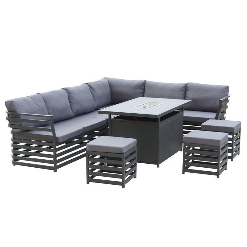 Morvan 9 - Person Patio Dining Set with Rectangular Table , Cushions Included