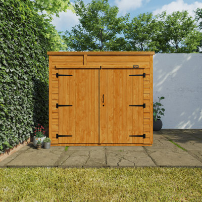 TigerFlex® Modular Buildings 6 ft. W x 4 ft. D Solid Wood Shiplap Pent Bike Shed