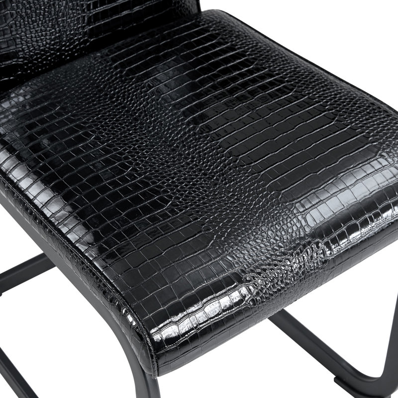 Ensemble de chaises de salle à manger de style Mid-Century moderne avec ressorts rembourrés en similicuir, 2, Noir, Noir