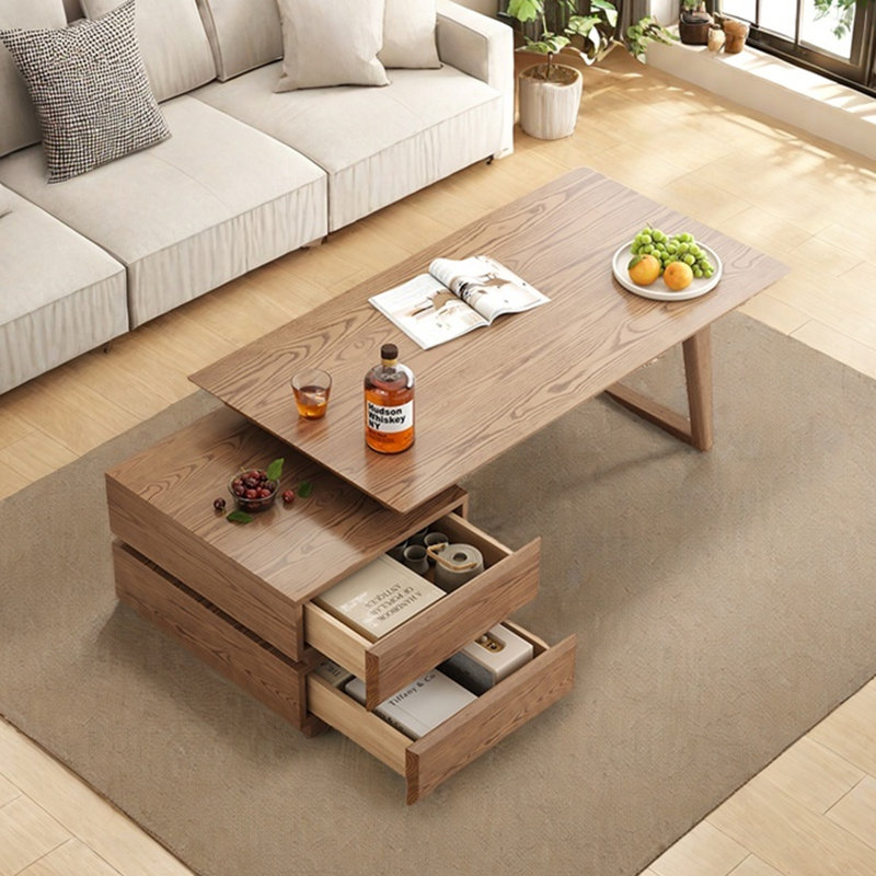Rectangular solid wood coffee table