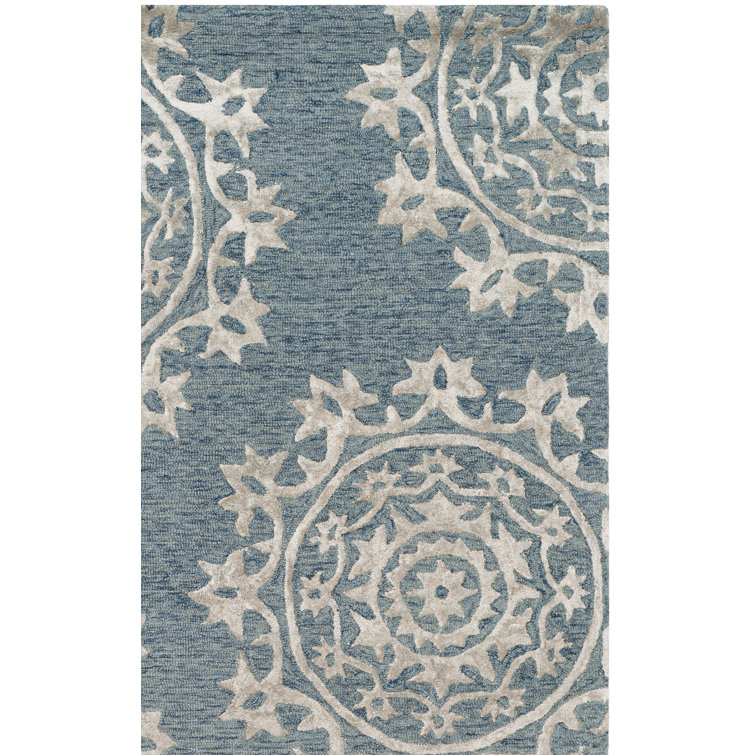 Rudra Hand Tufted Wool, Viscose Damask Rug
