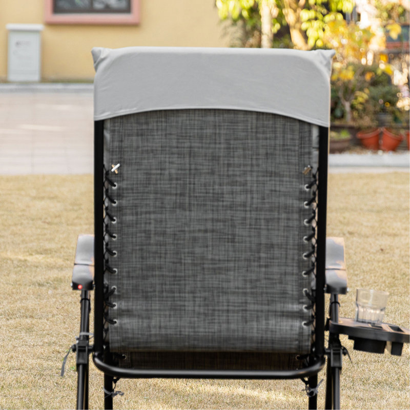 Outsunny Zero Gravity Chair, Folding Reclining Lounge Chair With Padded Cushion, Side Tray For Indoor And Outdoor, Gray
