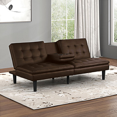 Futon Sofa Bed With Cup Holder USB Chargers