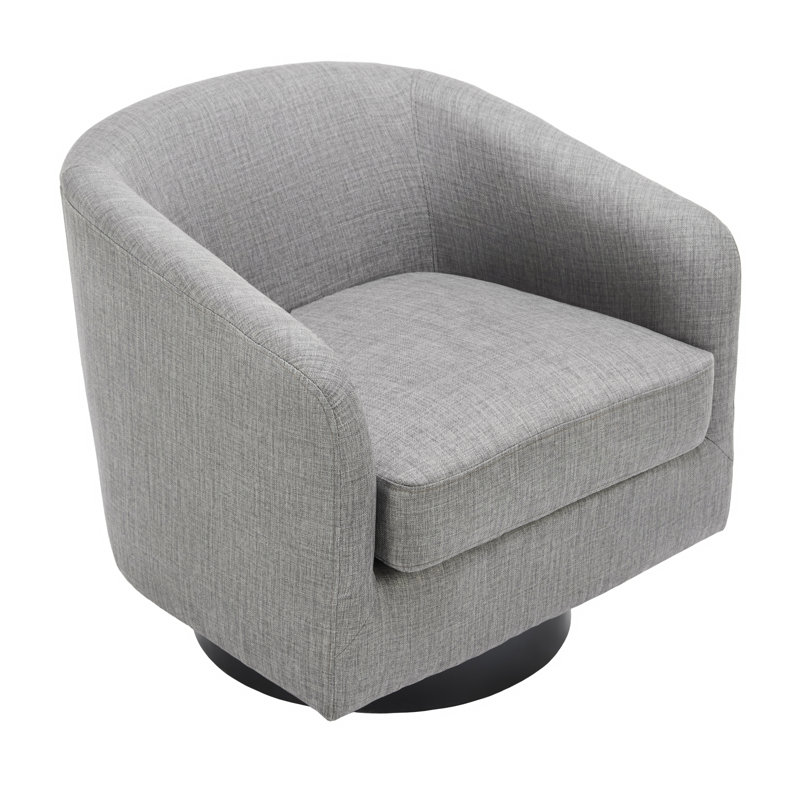 Bennett 73.1 Cm Wide Cotton Swivel Barrel Chair, Light Grey Fabric