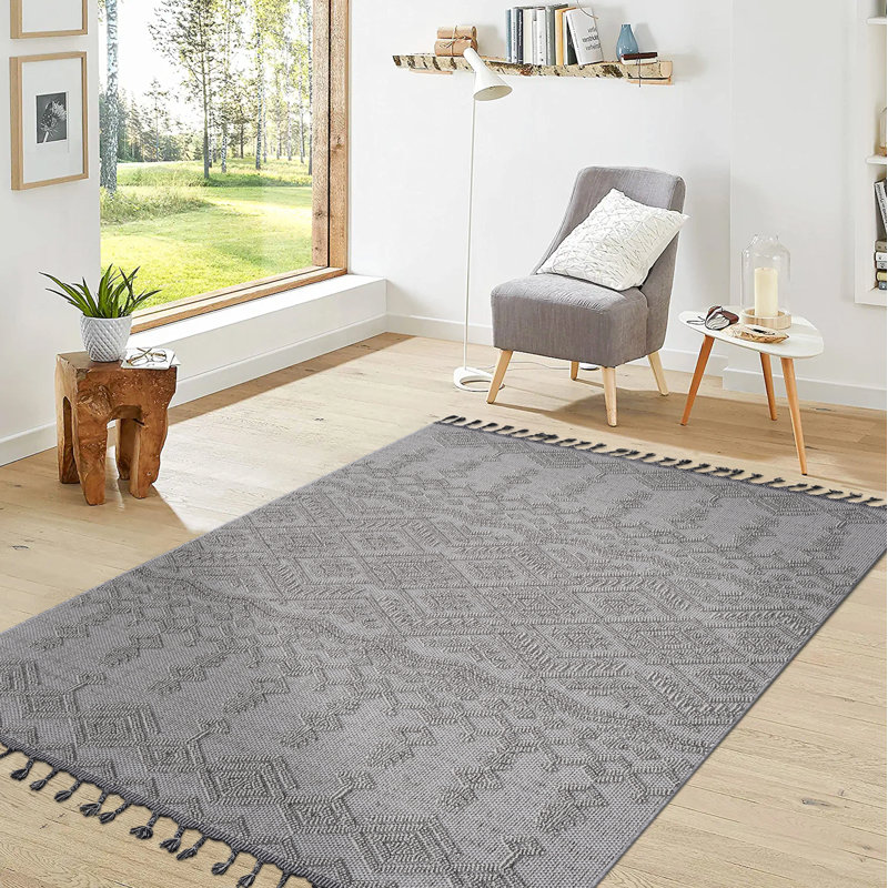 Tapis traditionnel intérieur / extérieur - 8 x 10, blanc, Rectangle 7 pi 9 po x 10 pi