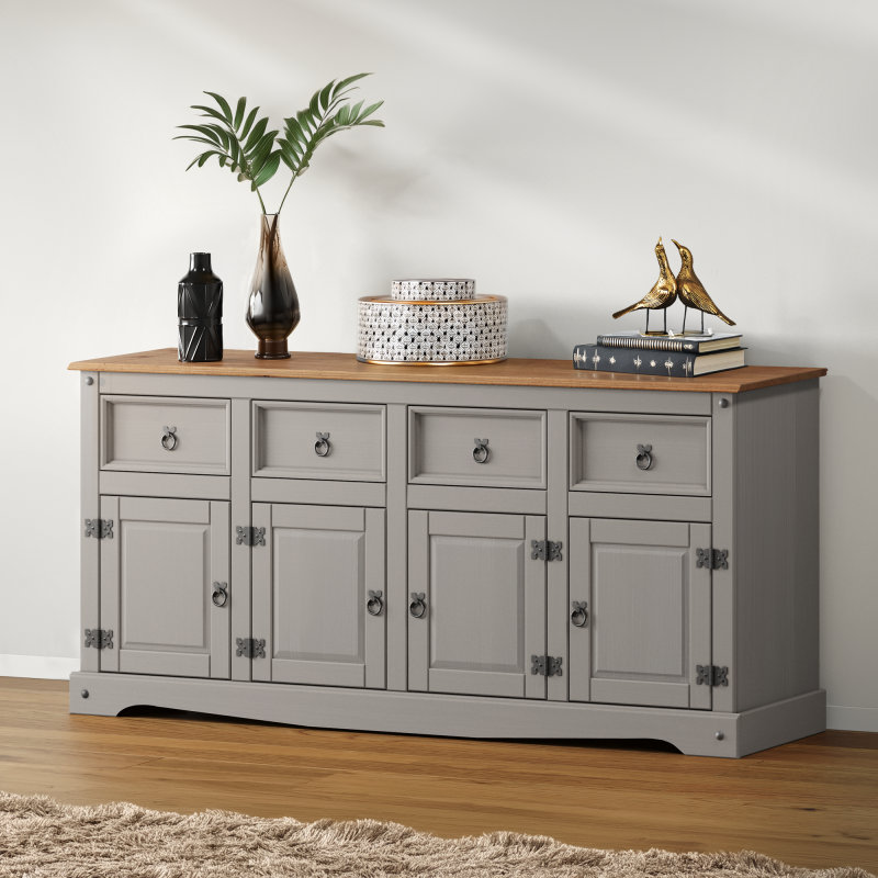 Pocklington 164cm Solid Wood Sideboard, Grey
