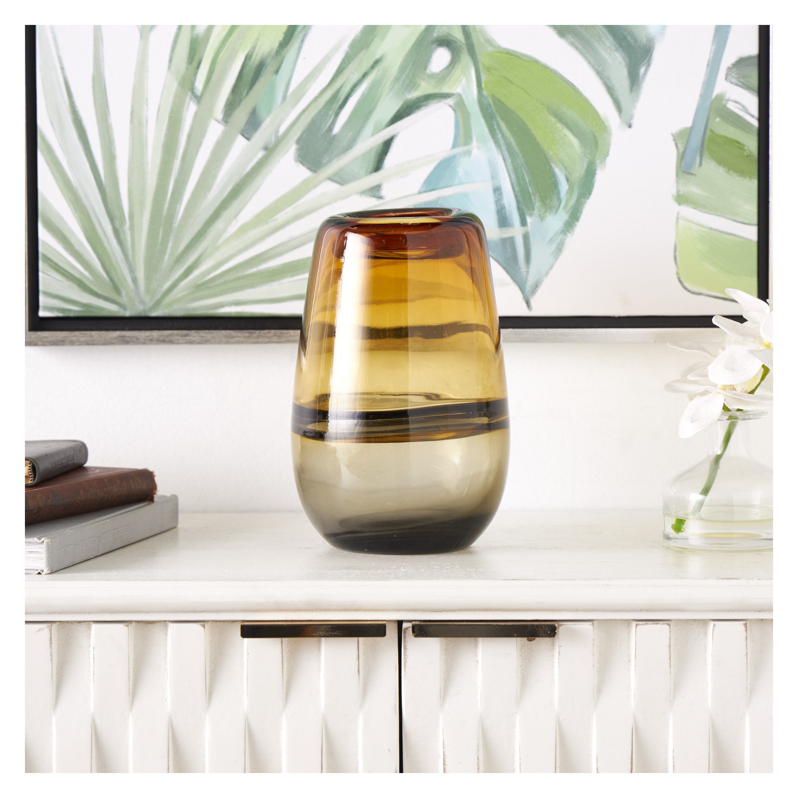 Glass Table Vase, 9.25" H x 6.3" W x 6.3" D