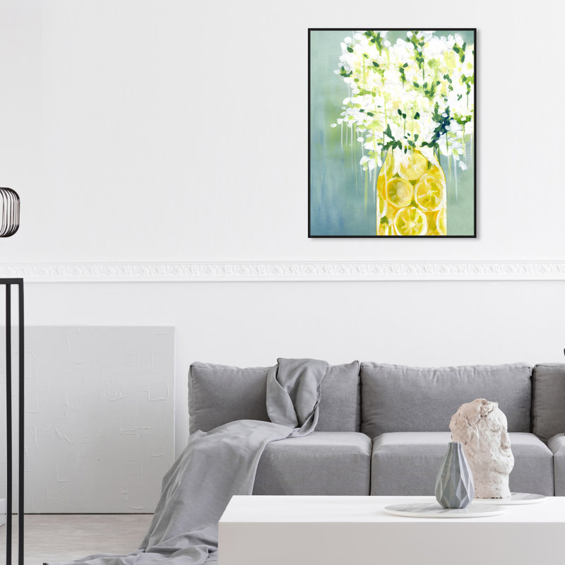 Limoncello - peinture sur toile, Cadre noir, H 20 po x l 17 po