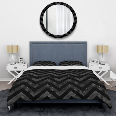 Black Chevron Flow II - Chevron Duvet Cover Set