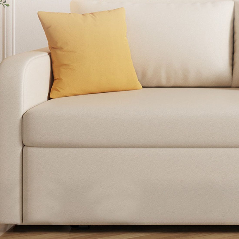 Canapé convertible en faux cuir crème Leathaire, 66.93"W*32.28"D*32.28"H