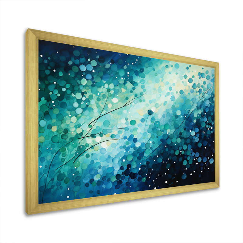 Turquoise Tranquillity IX - paysages abstraits, art mural, Cadre doré à une seule photo, H 12 po x l 20 po x P 1 po