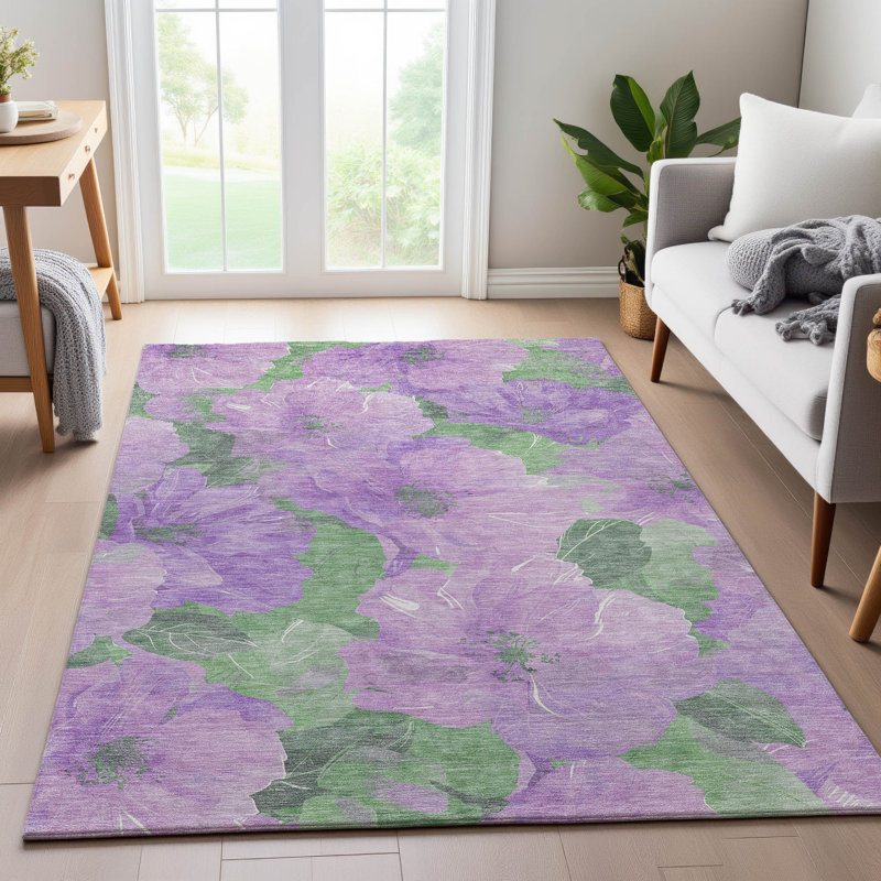 Tapis floral lavable à la machine Premium AMF1542, Rectangle 10 pi x 14 pi