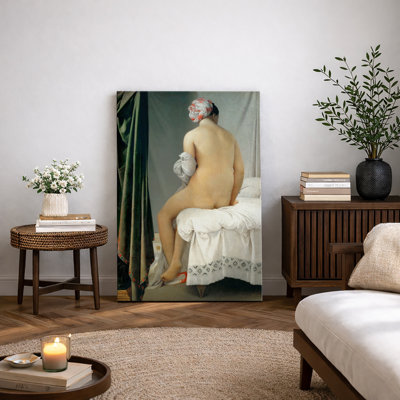 Classic Nude Woman on Bed Artwork, Vintage Female Back Figure Pictures, Framed Canvas Giclee Print Wall Art