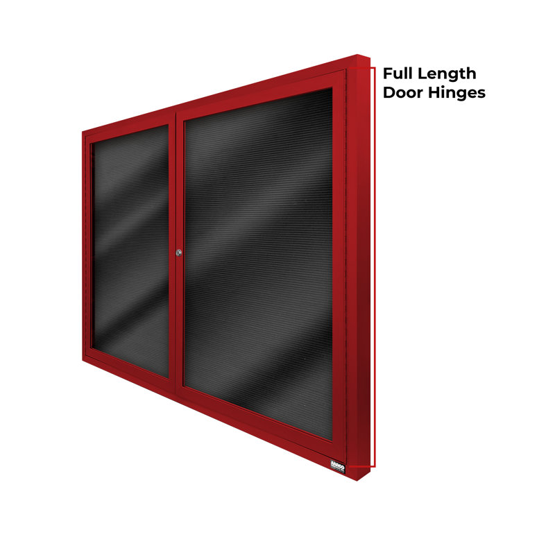 Tableau d'affichage mural fermé pour armoire d'annuaire, Rouge thermolaqué, Deux, H 48 po x l 60 po