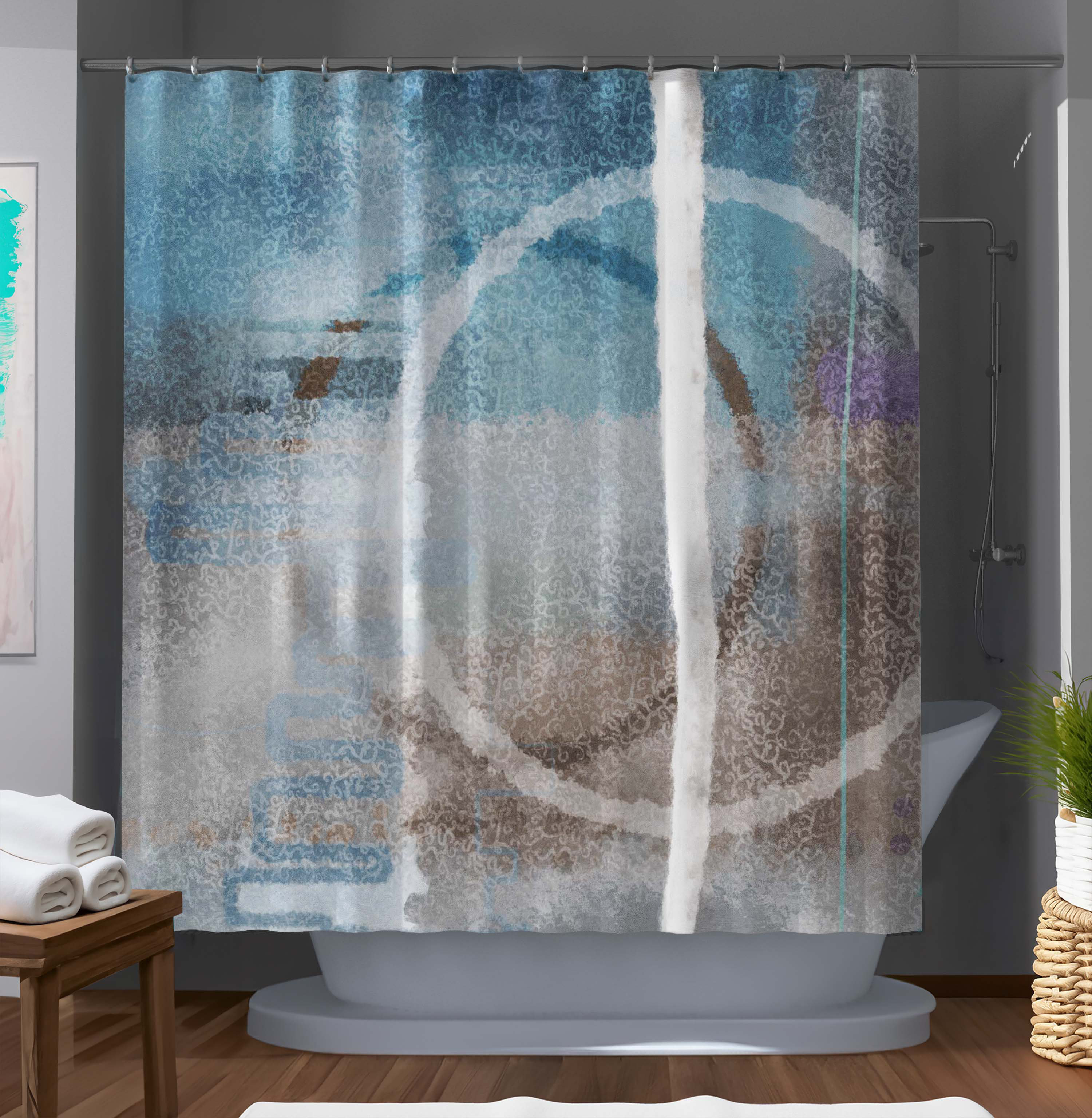 East Urban Home Delphine Abstract Shower Curtain | Wayfair