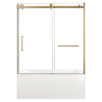 Kingston Brass 60-Inch Acrylic Rectangular 3-Wall Alcove Tub With Tub Door, Drain