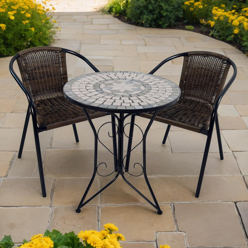 VERDE BISTRO 60cm Mosaic Table with San Remo Chair Garden Set