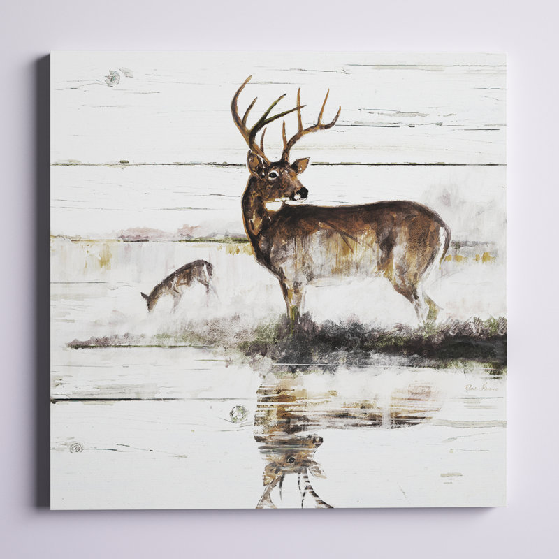 " Rustic Misty Deer ", 40" H x 40" W x 1.5" D