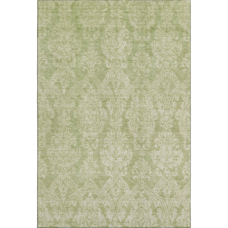 Premium Machine Washable Honig AMF1659 Damask Rug, Rectangle 5' x 7'6"