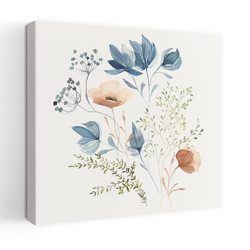 «Delicate Blooms In Soft Hues I», art mural contemporain abstrait, H 36 po x l 36 po