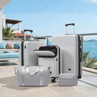 5-Piece Hardside Luggage Set with Half-Opening, Double Spinner Wheels, Lightweight Design, USB Port, and TSA Locks for Travel Convenience