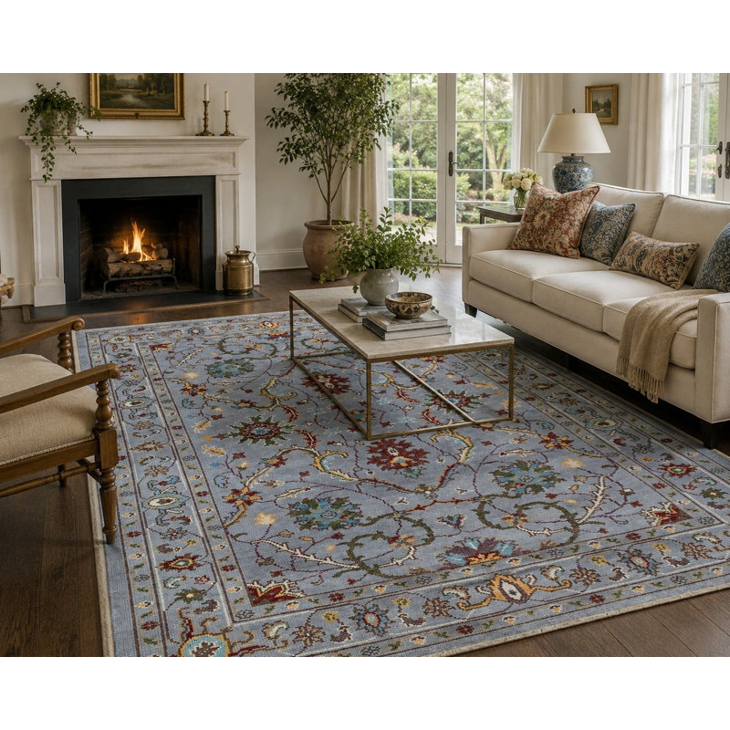 Dahlia Oriental Gray Hand Knotted Wool Rug 6'0" x 9'0"