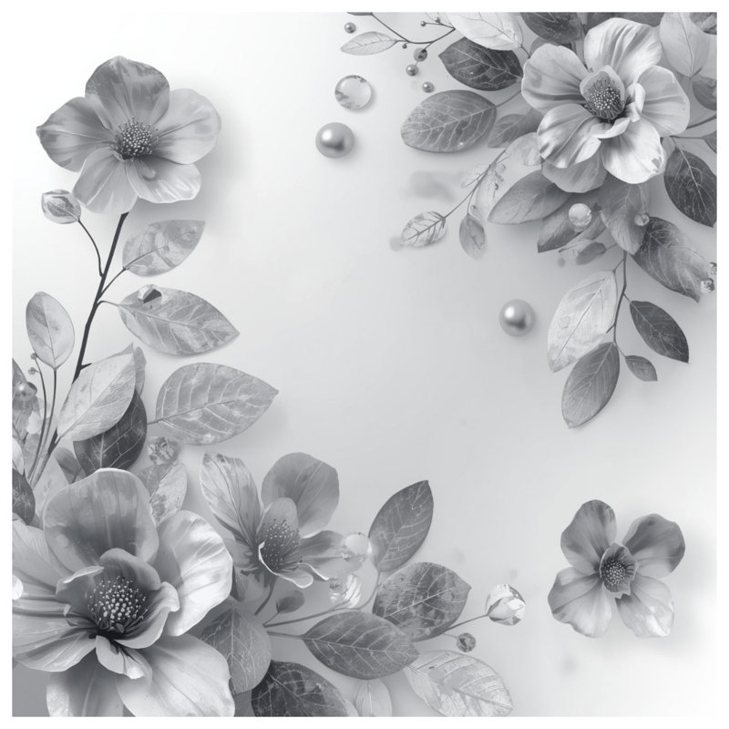 Monochrome Floral Arrangement Double Sided Throw Pillows, 18 x 18 inches