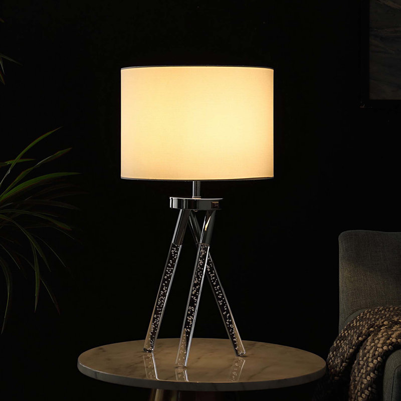 Lampe de table en métal argenté 26,25 po Mid-Century Birgit