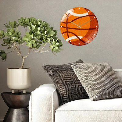 12" Round Tempered Glass Wall Clock with Silent Quartz Movement