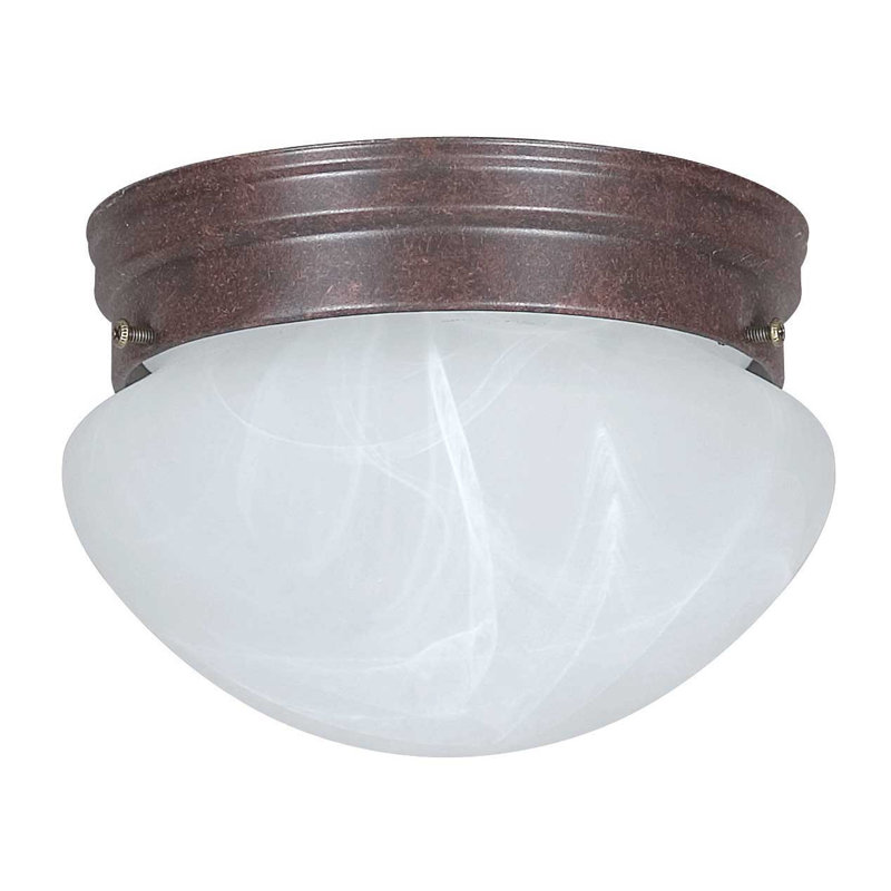 Plafonnier encastré 1 lumière, Bronze frotté, Faux albâtre
