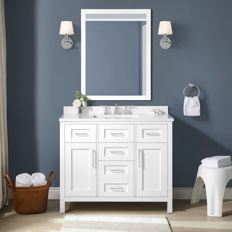 OVE Decors Tahoe 42" Single Bathroom Vanity Set with Mirror, White
