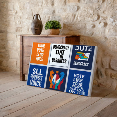 Reproduction d'art sur toile, "Un collage visuellement saisissant" mettant en vedette six affiches distinctes sur les droits de la personne que chaque affiche devrait avoir sur toile