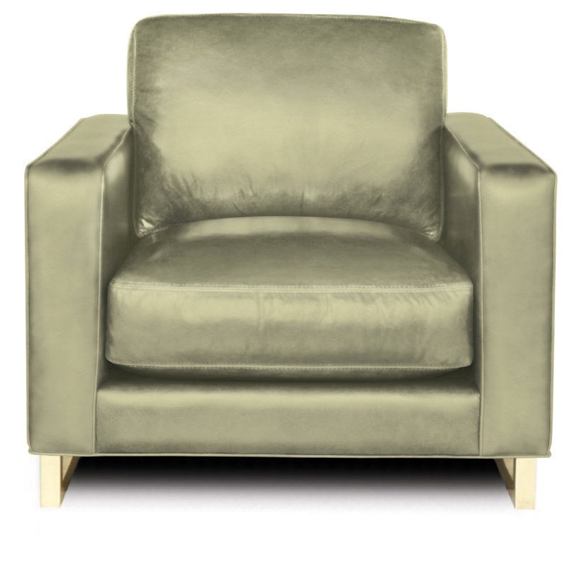 Penelope Leather Armchair, Ivory (Cartier), Satin Brass