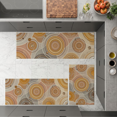 Tapis de cuisine lavables antidérapants Retro Circles
