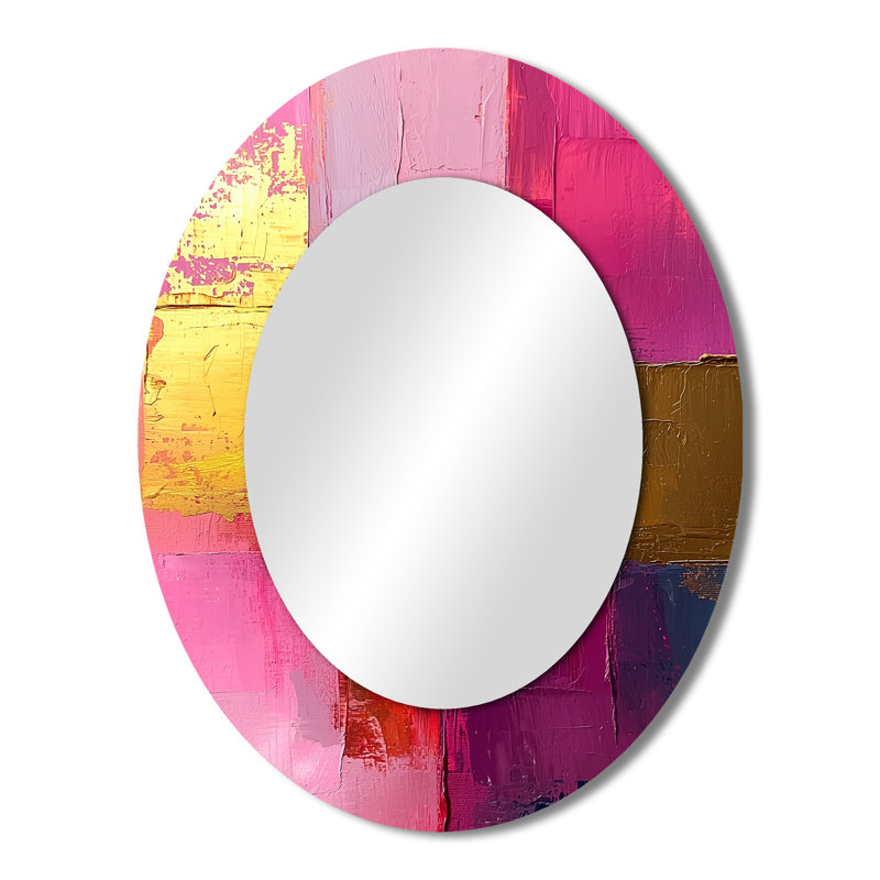 Miroir mural ovale rose et noir Blakc And Pink, 43 po x 33 po