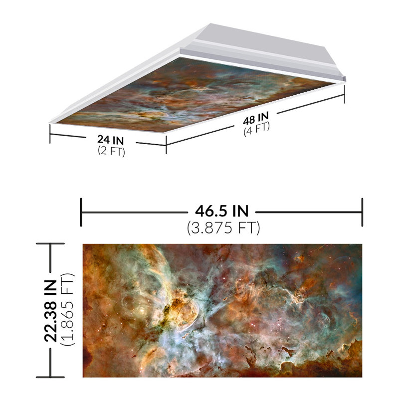 Astronomy Fluorescent Light Covers for Ceiling Lights - For 2x4 Light Fixture - by Octo Lights